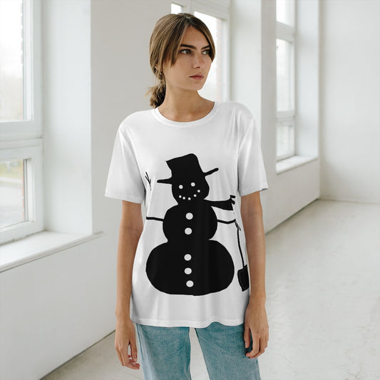 Waving Snowman Unisex AOP Cut & Sew T-Shirt
