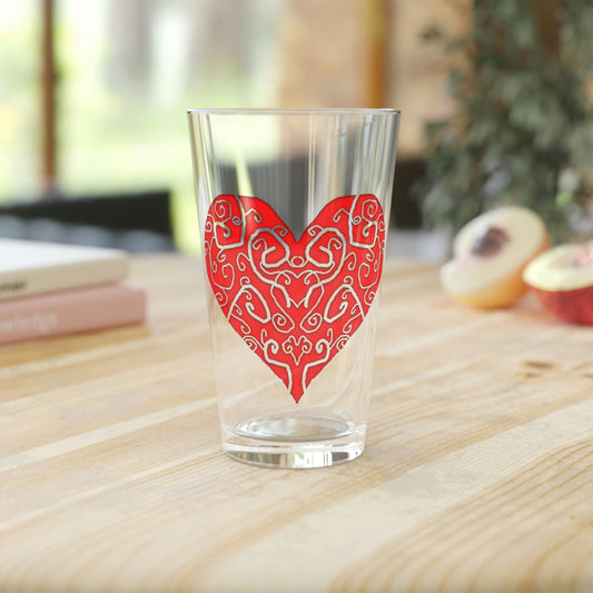 Heart Swirls Pint Glass, 16oz