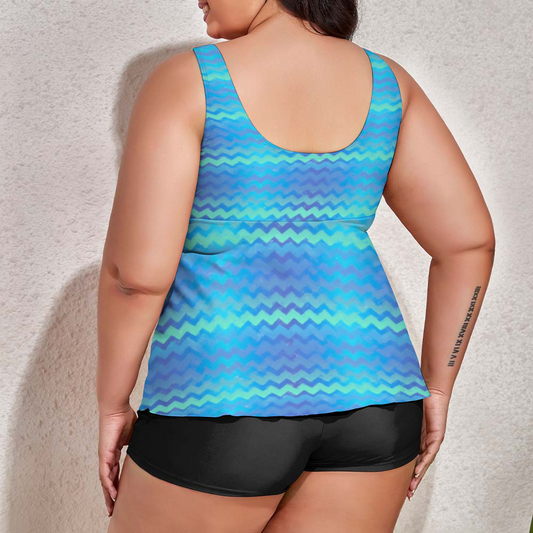 Mermaid Chevrons Custom Women's Plus Size Two Piece Swimsuit Stylish Swimwear