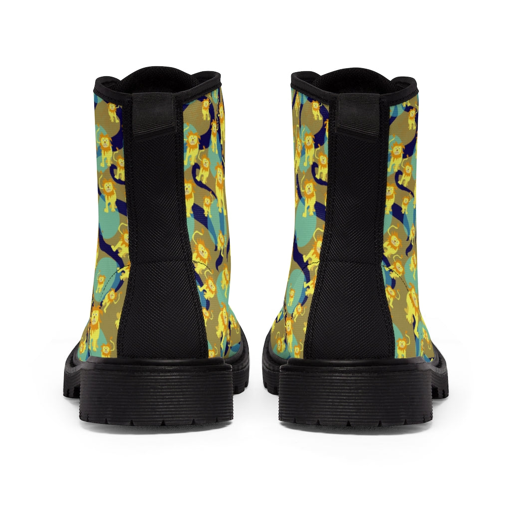 Lion Pattern Women's Canvas Boots