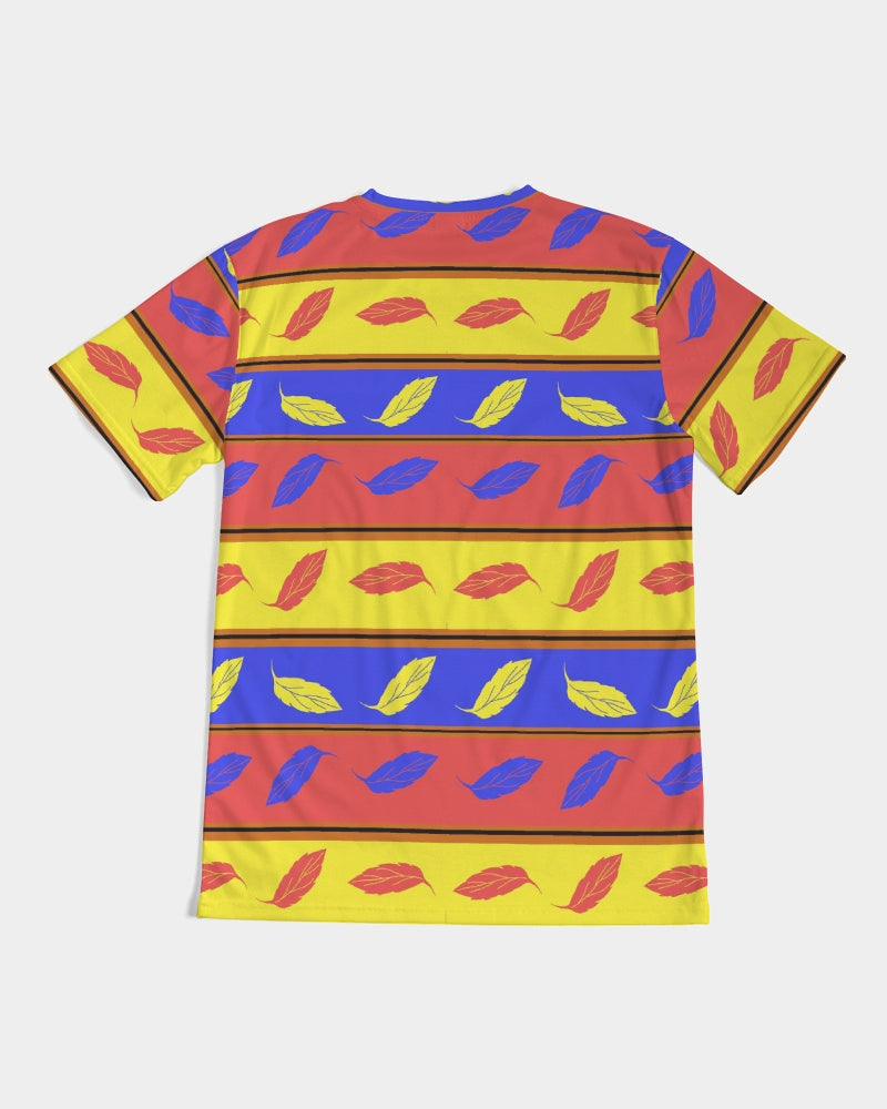 Red Yellow and Blue Leaf Stripes Men's Tee