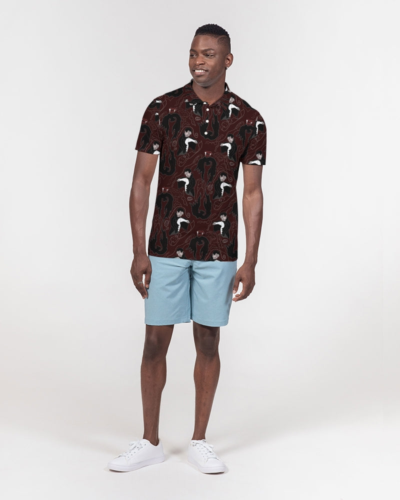 Vampire Pattern Men's Slim Fit Short Sleeve Polo