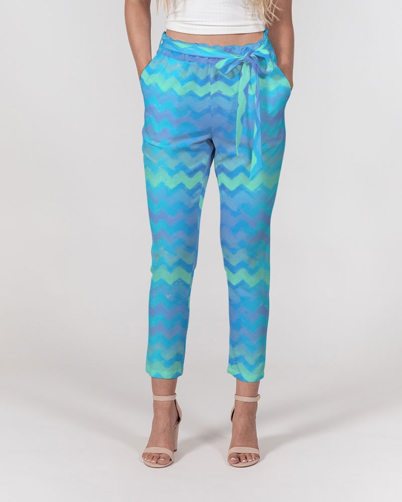 Mermaid Stripes Women's Belted Tapered Pants
