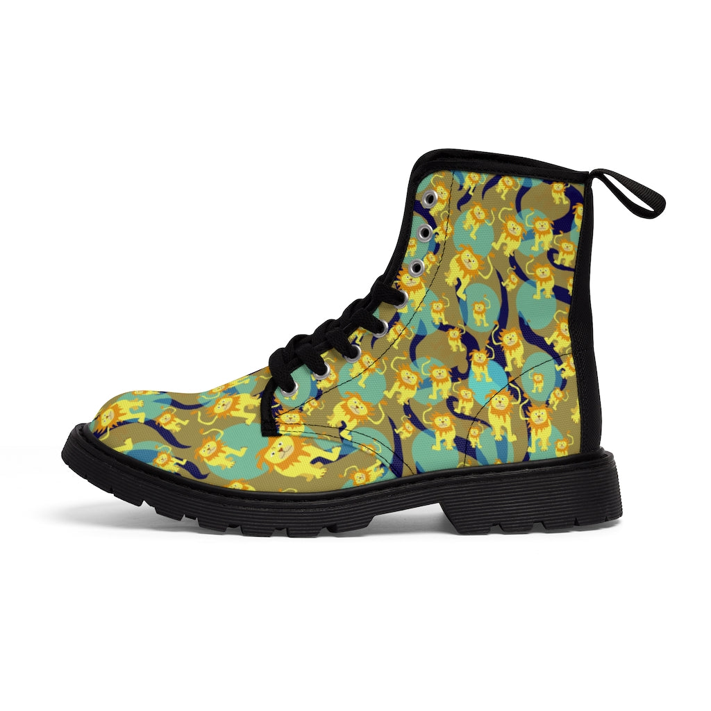Lion Pattern Women's Canvas Boots