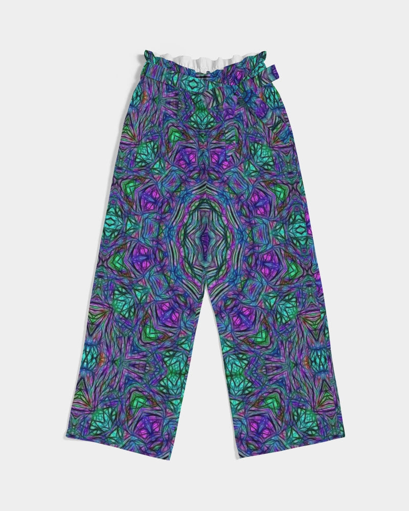 Blue Green Purple Kaleidoscope Women's High-Rise Wide Leg Pants
