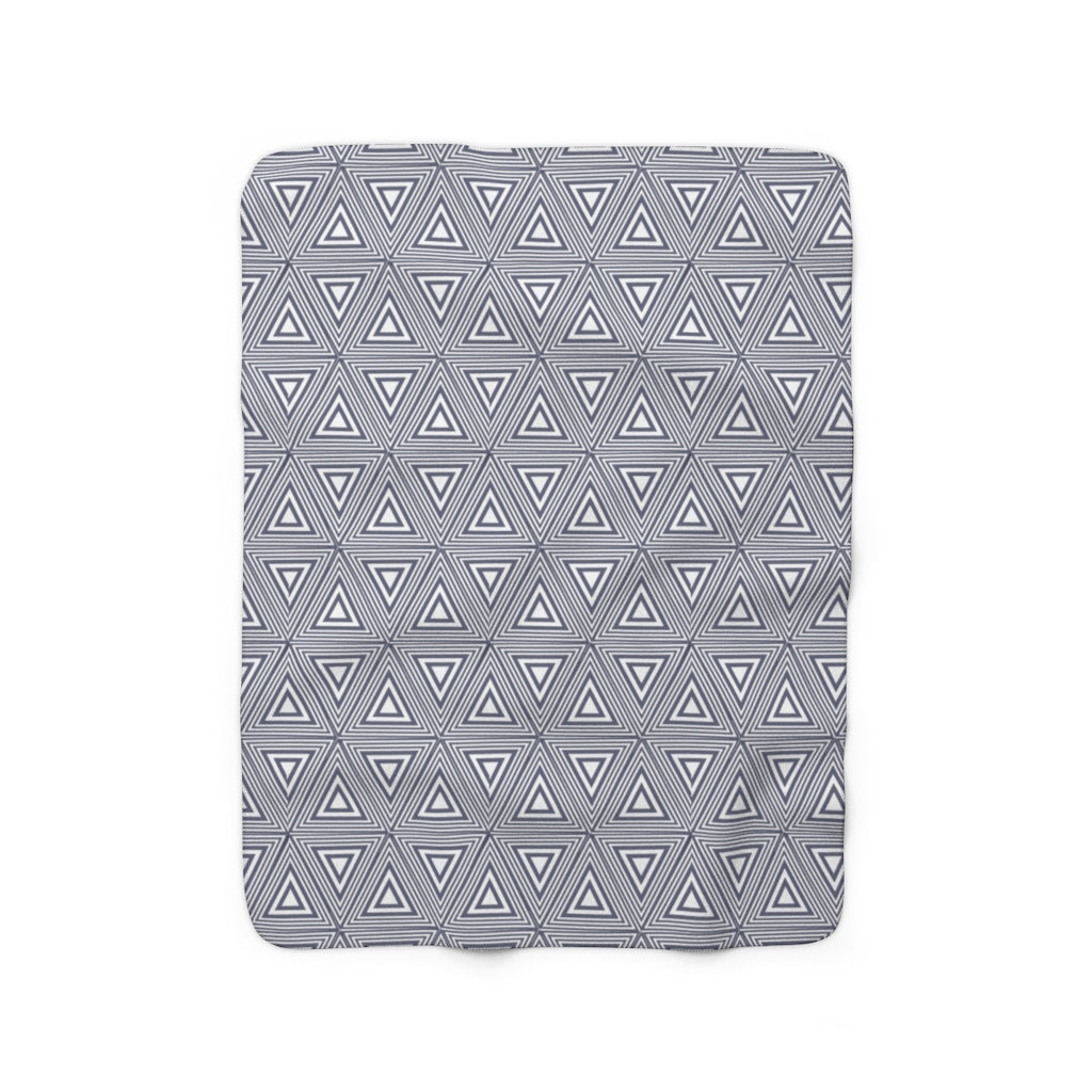 Gray Triangles Sherpa Fleece Blanket