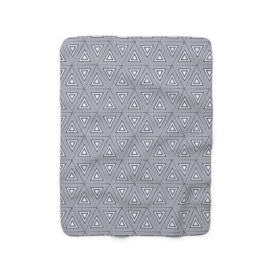 Gray Triangles Sherpa Fleece Blanket