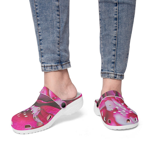 Dark Pink Flowers 413. All Over Printed Clogs