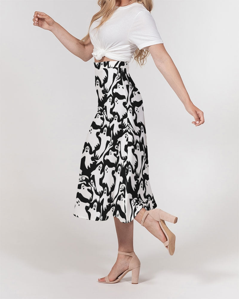 Ghosts Pattern Women's A-Line Midi Skirt
