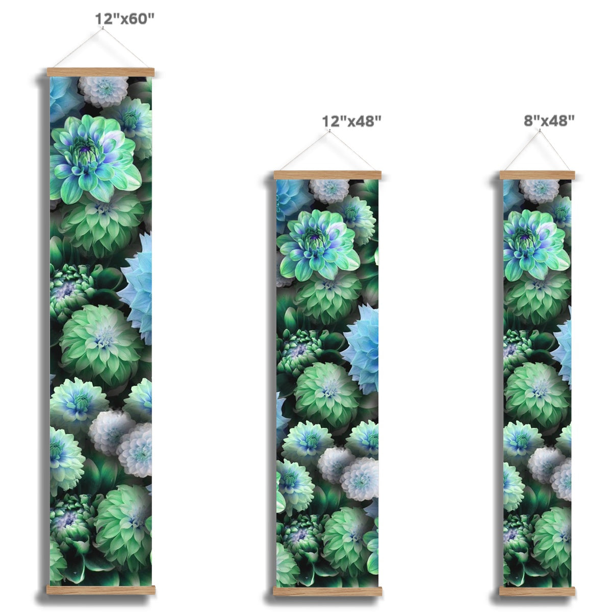 Blue Green Dahlias Wall Height Chart