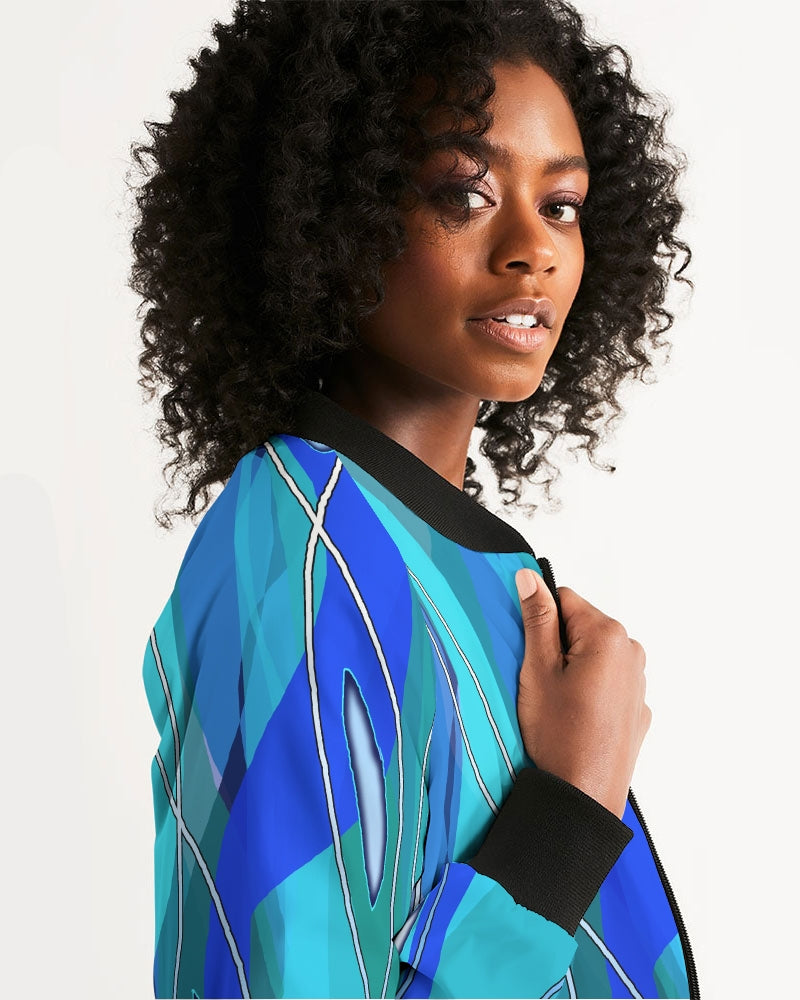 Wavy Blue Women's Bomber Jacket