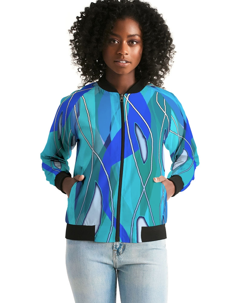 Wavy Blue Women's Bomber Jacket