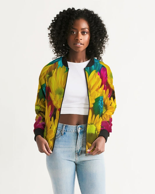 Bright Spring Daisies Women's Bomber Jacket
