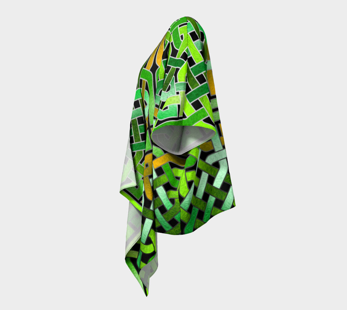 Green Celtic Knot Square Draped Kimono