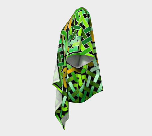 Green Celtic Knot Square Draped Kimono