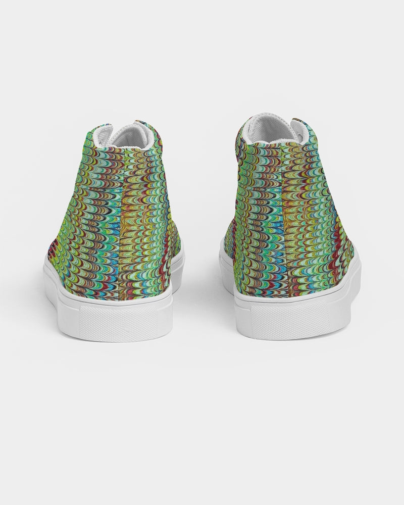 Cool Green Marbled Women's Hightop Canvas Shoe