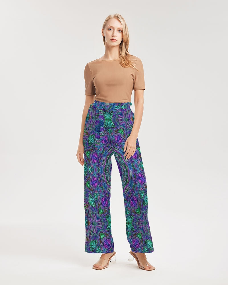 Blue Green Purple Kaleidoscope Women's High-Rise Wide Leg Pants