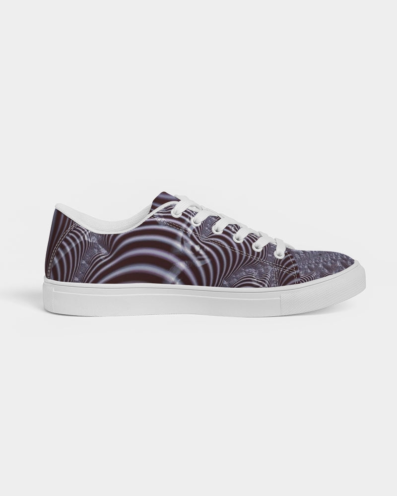Black and White Spiral Fractal Men's Faux-Leather Sneaker