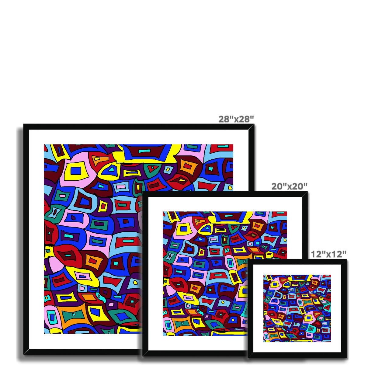 Wavy Square Pattern Framed & Mounted Print