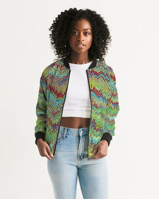 Cool Green Marbled Women's Bomber Jacket