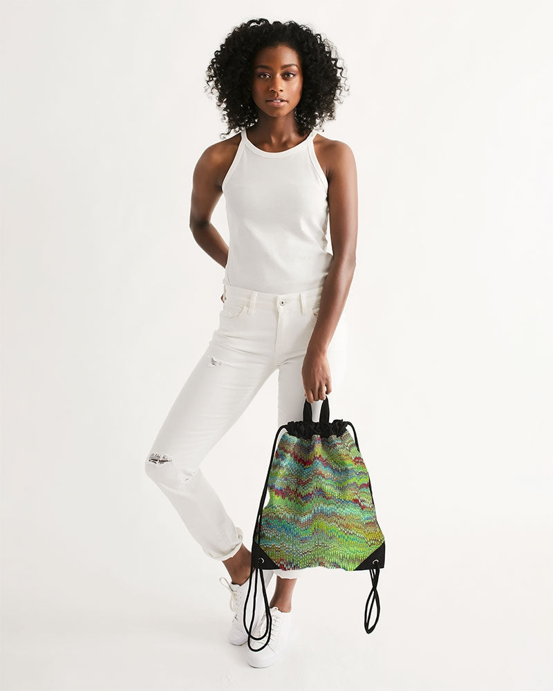 Cool Green Marbled Canvas Drawstring Bag