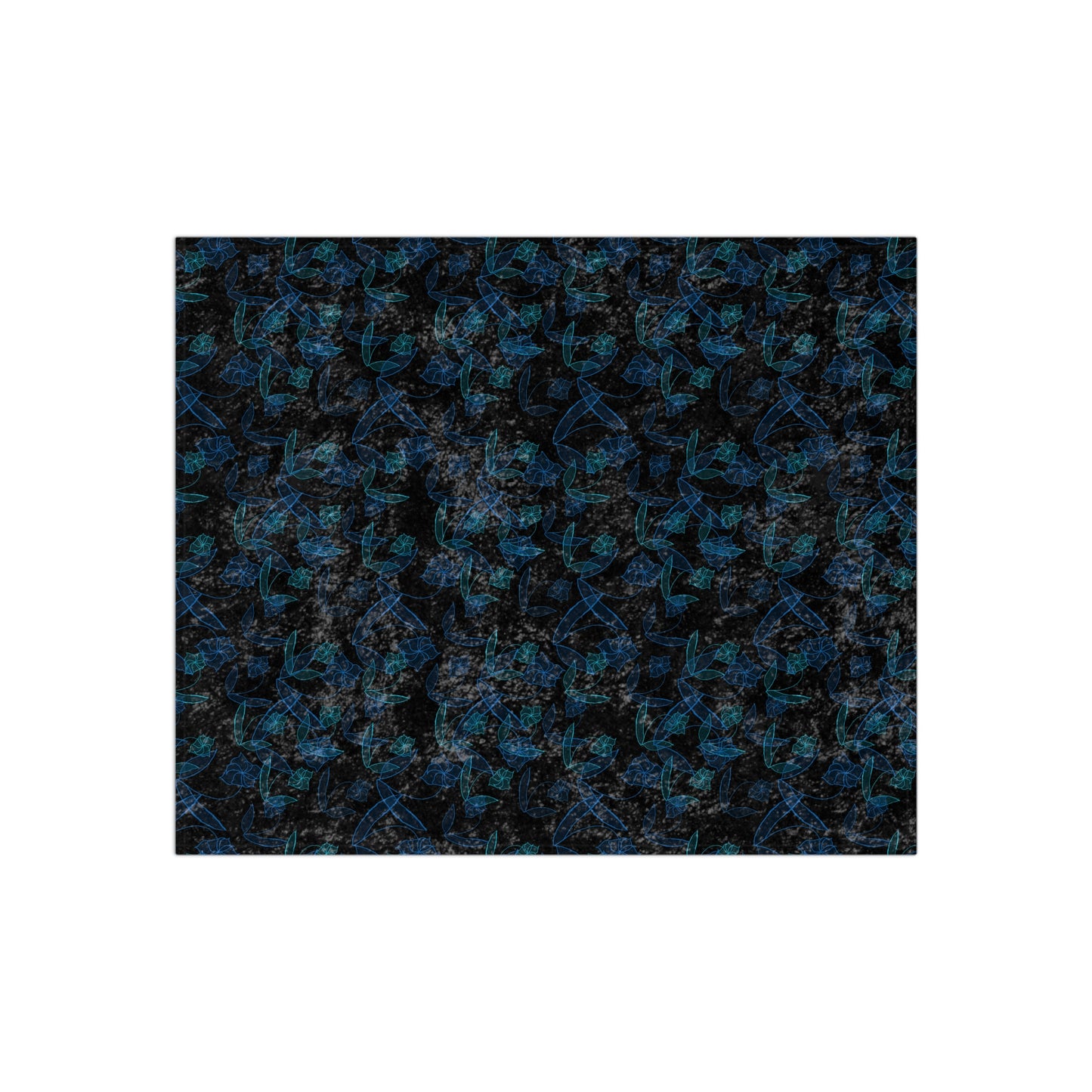 Blue Lillies On Black Crushed Velvet Blanket