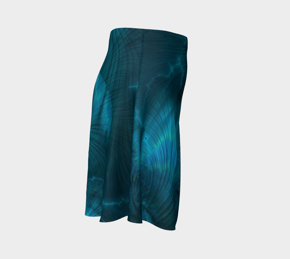 Blue Metallic Fractal Flare Skirt