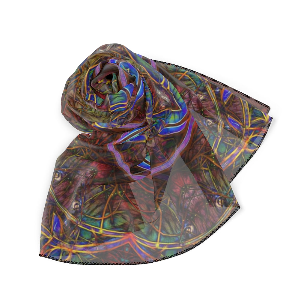 Blue Pink Windy Abstract Poly Scarf