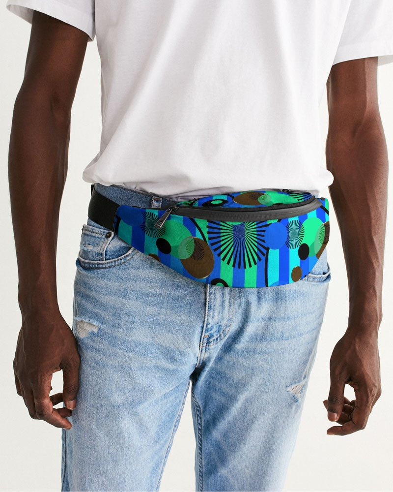 Blue Green Stripes and Dots Crossbody Sling Bag
