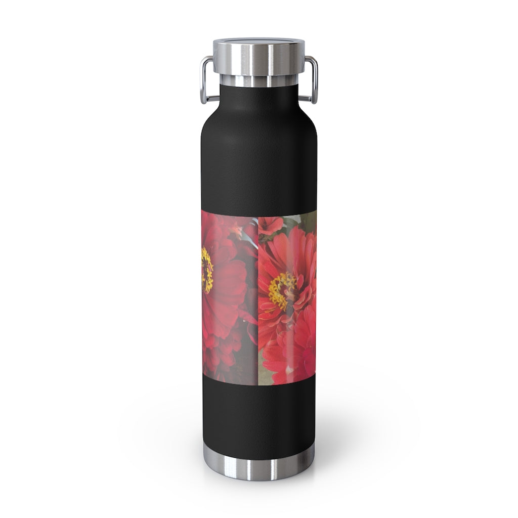 Peach and Pink Zinnias 22oz Vacuum Insulated Bottle