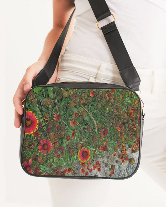 Orange Flower Garden Crossbody Bag