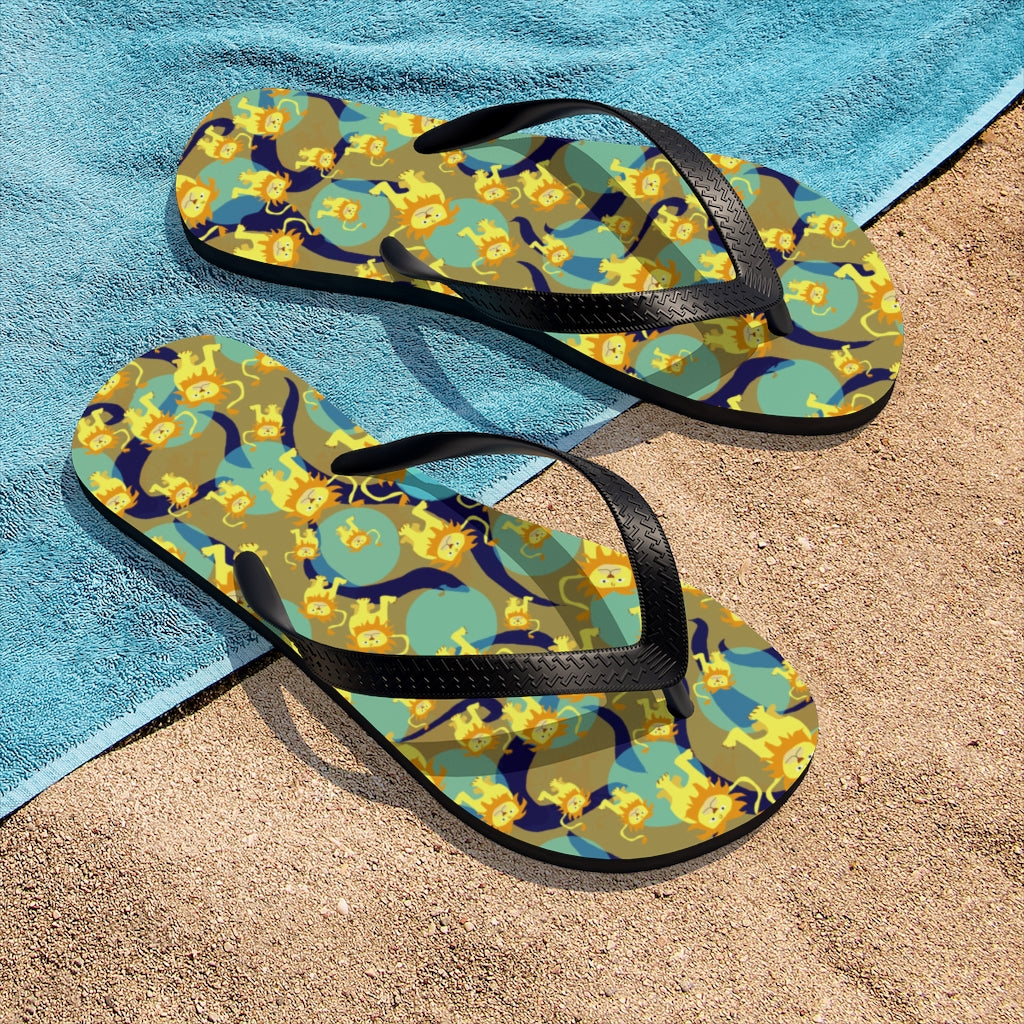 Lion Pattern Unisex Flip-Flops