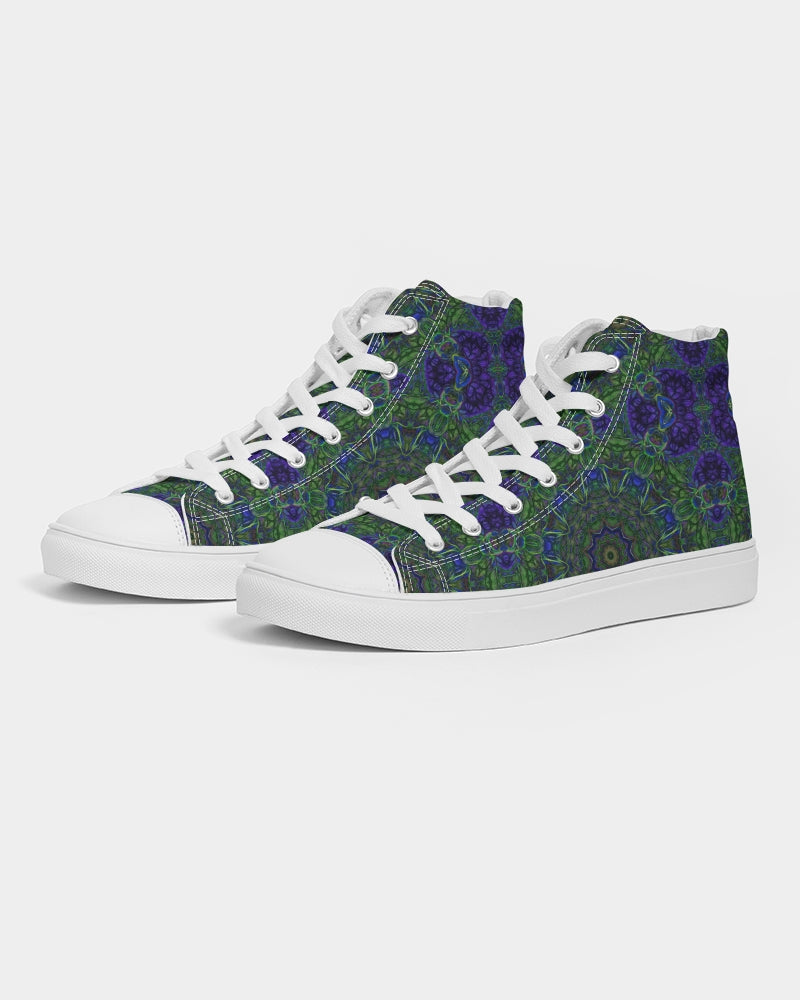 blue Green Ribbon Kaleidoscope Women's Hightop Canvas Shoe