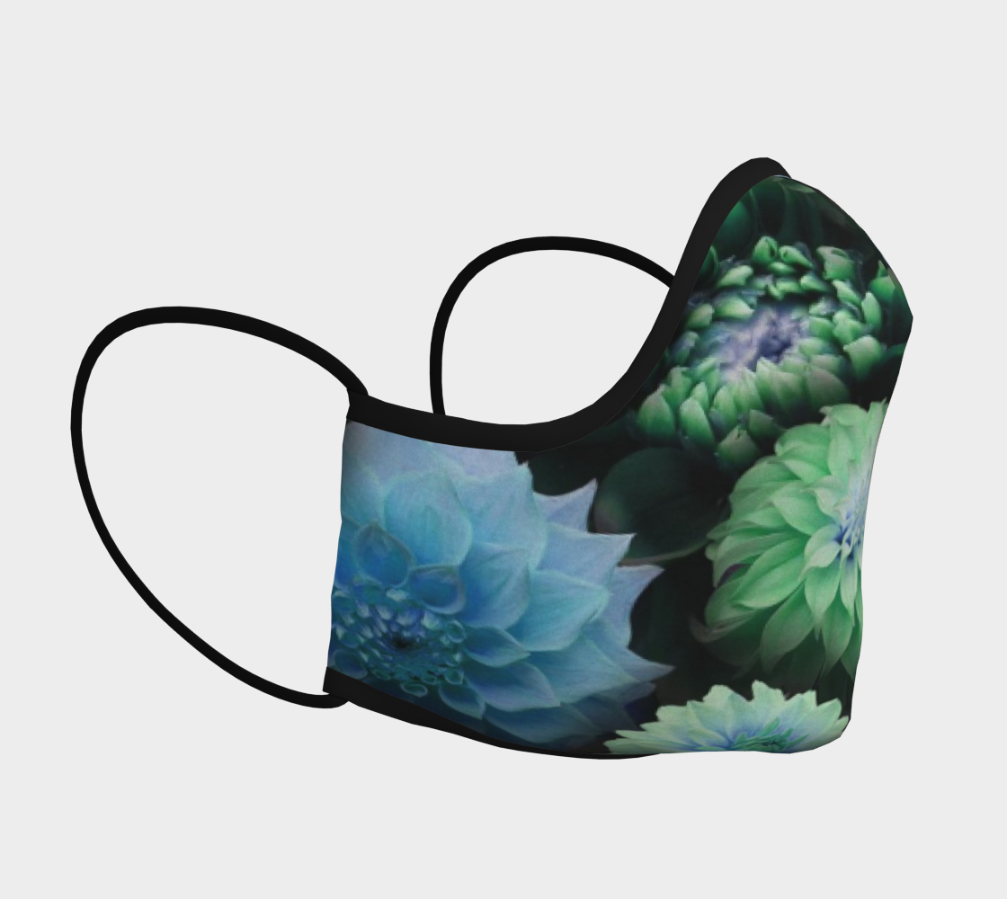 Blue Green Dahlias Face Mask
