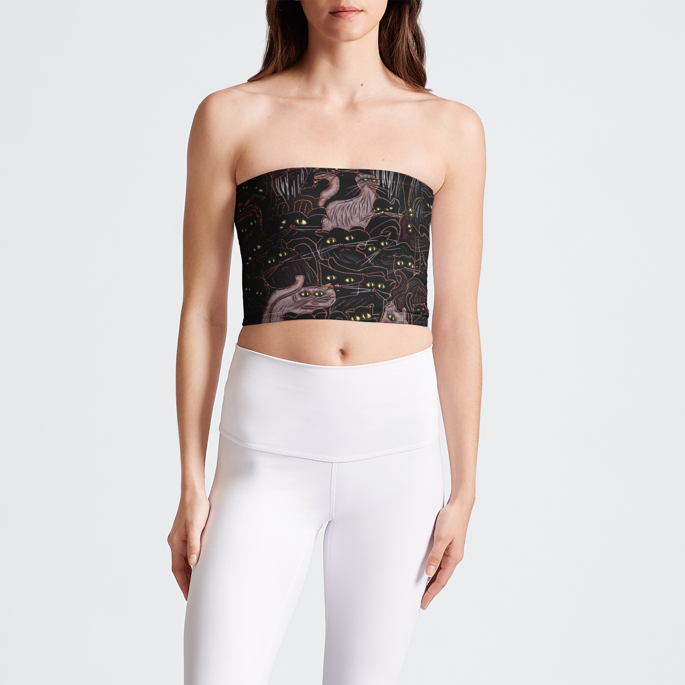 Black Cats Yellow Eyes Tube Top