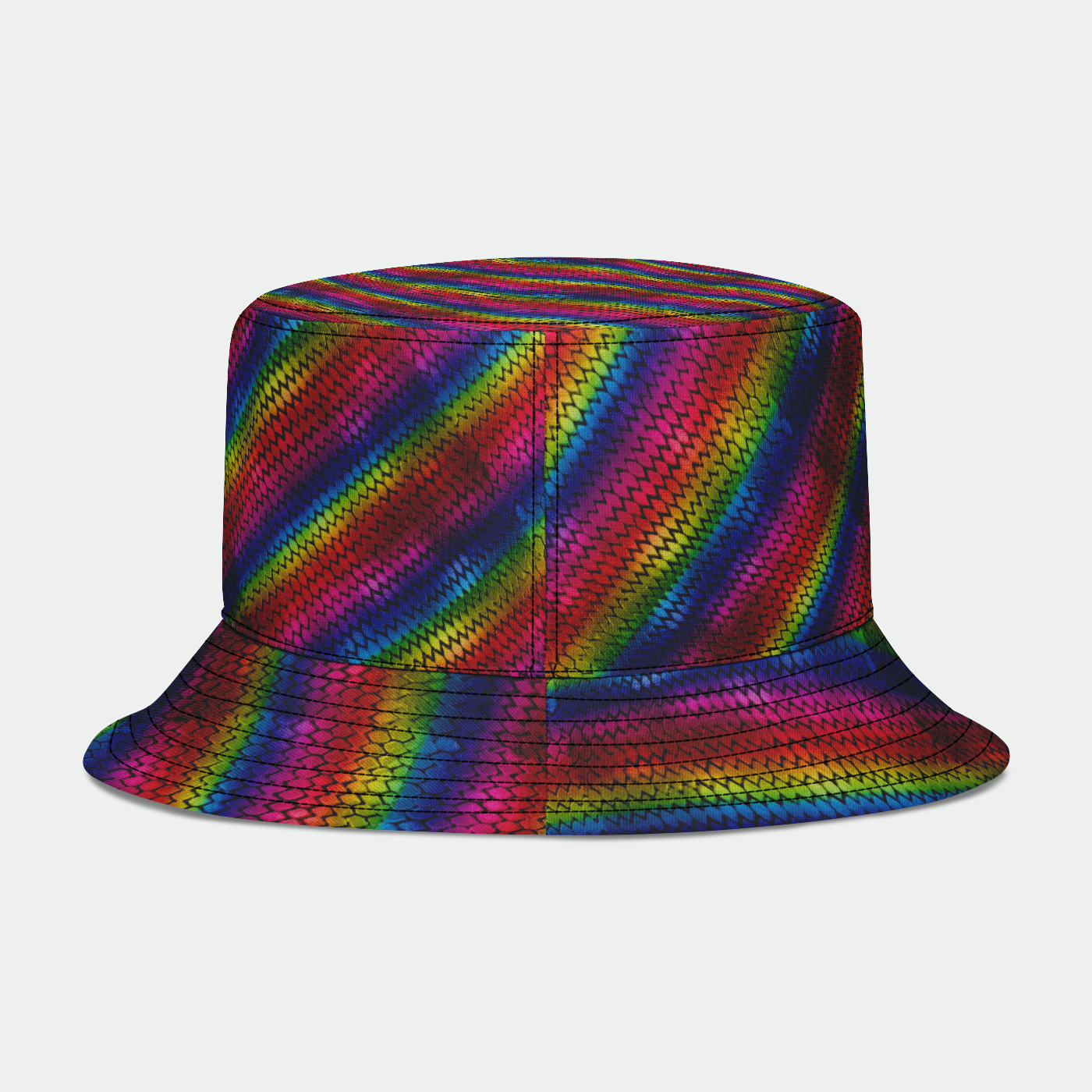 Diagonal Rainbow Dragon Scales Bucket Hat