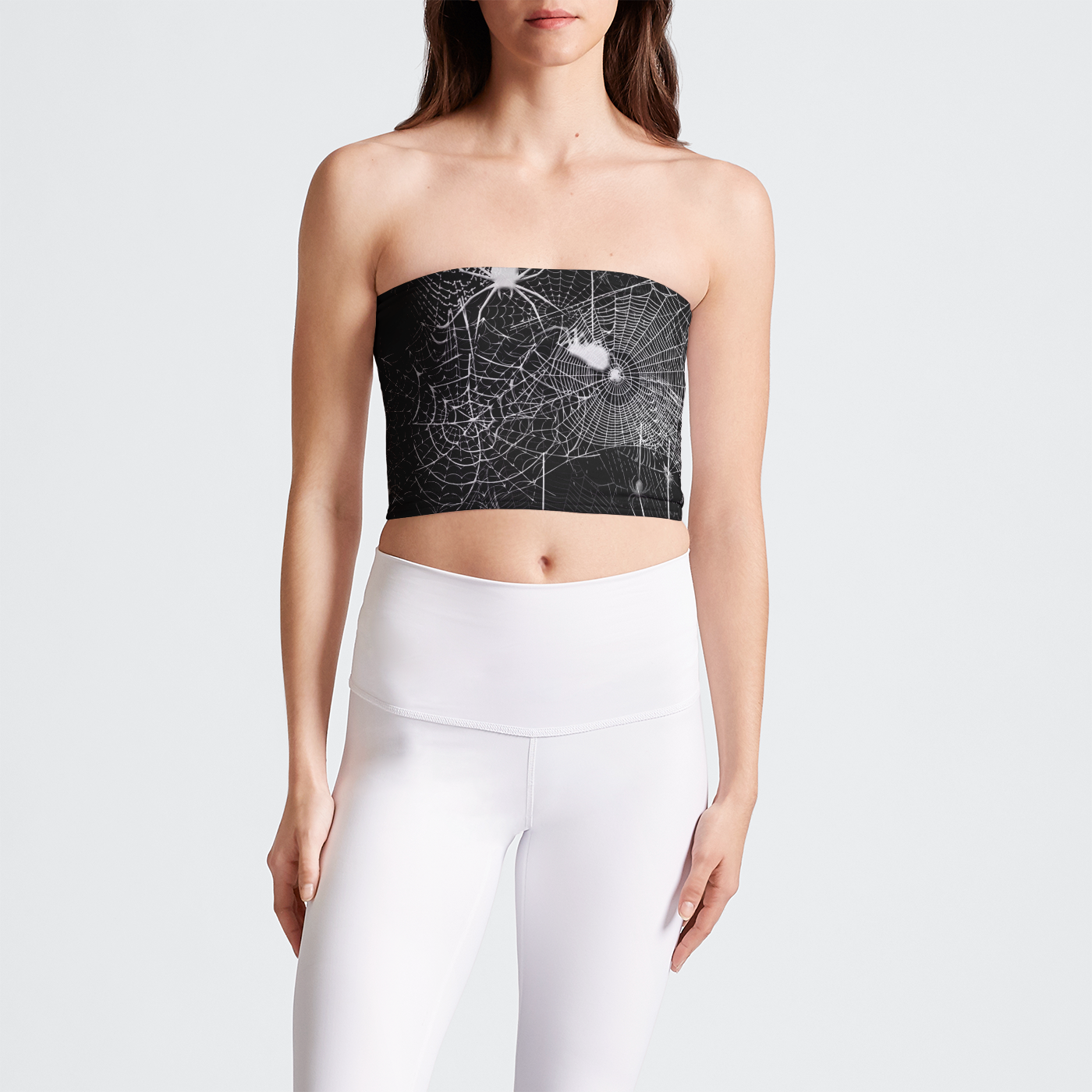 Black and White Spider Webs Tube Top