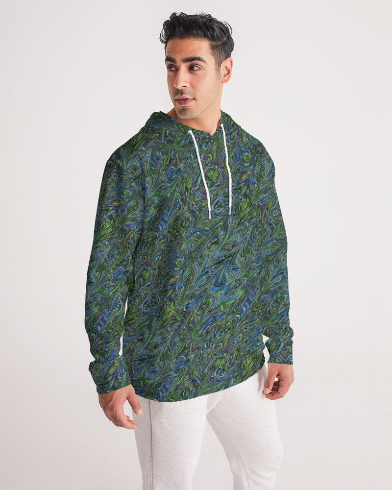 Blue Green Liquid Marbling Men's Hoodie