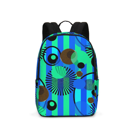 Blue Green Stripes and Dots Large Backpack