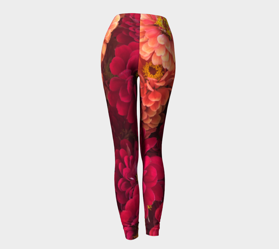 Peach and Pink Zinnias Leggings