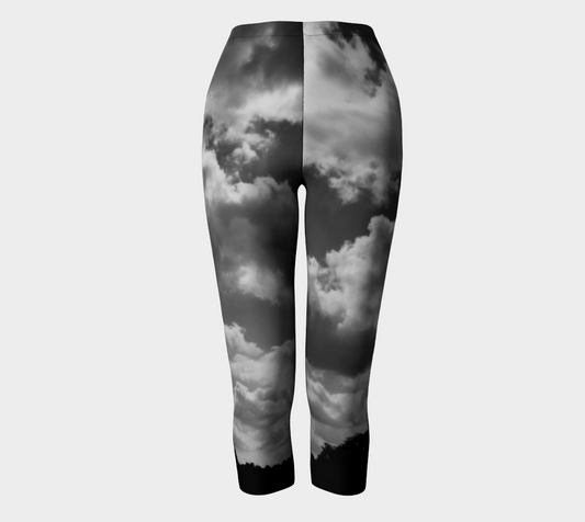 Black and White Clouds Capris