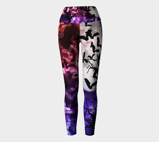 Bokeh Bats and Moon Yoga Leggings