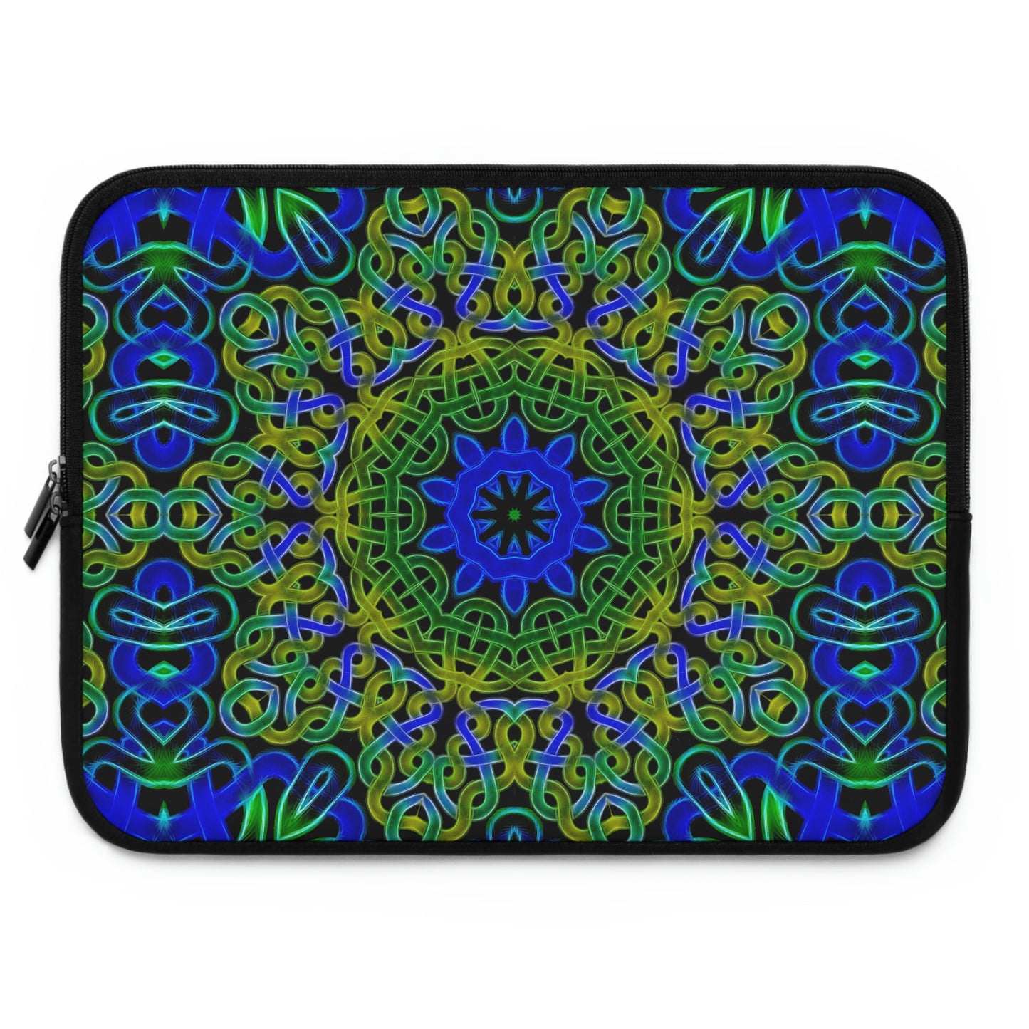 Blue Green Celtic Knot Pattern Laptop Sleeve