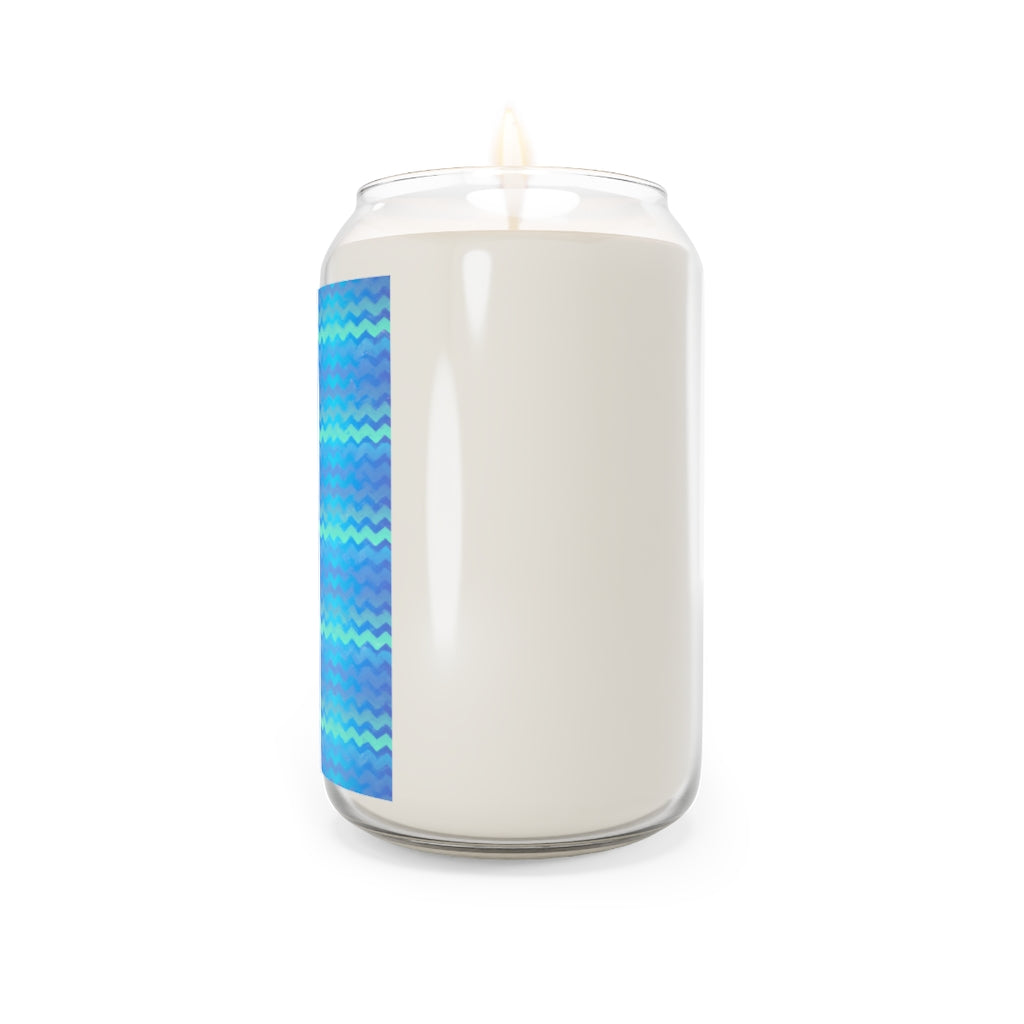 Blue Green Mermaid Stripe Chevrons Aromatherapy Candle, 13.75oz