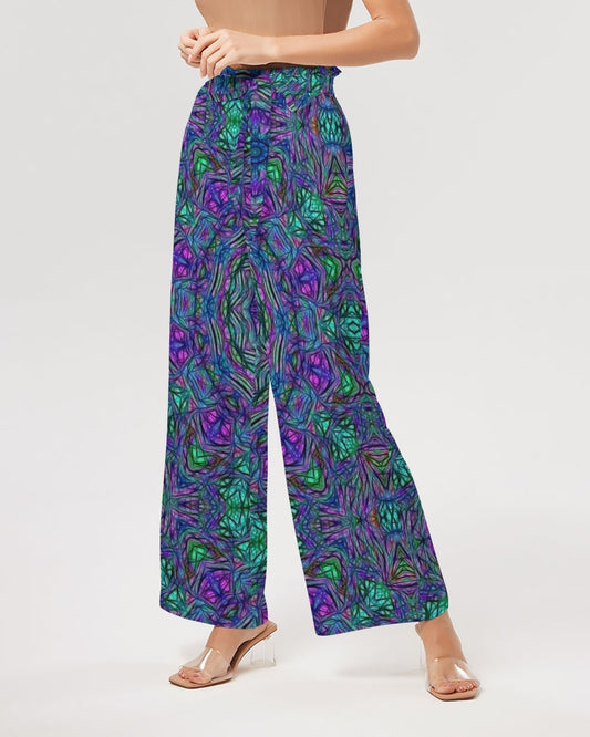 Blue Green Purple Kaleidoscope Women's High-Rise Wide Leg Pants