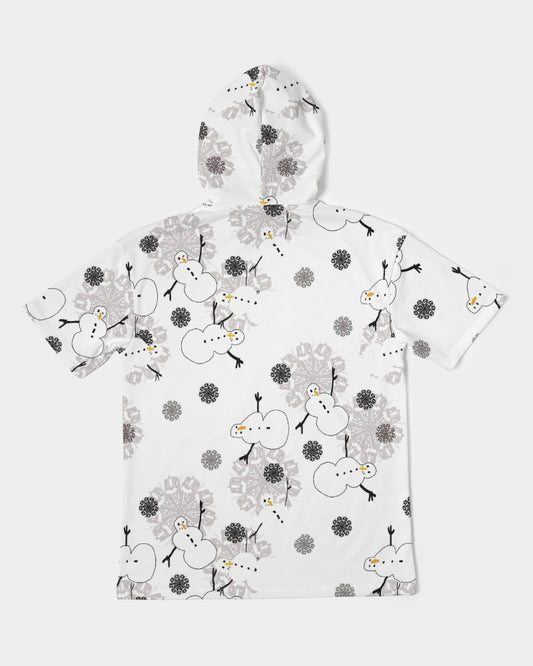 Snowman Pattern Men's Premium Heavyweight Short Sleeve Hoodie