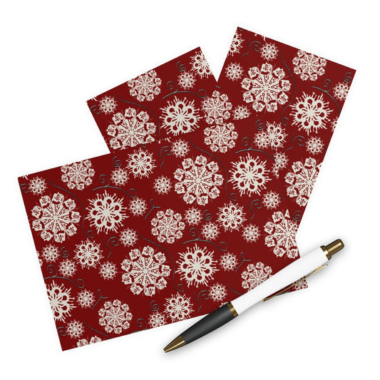 Snowflakes On Red Greeting Cards (5 Pack)