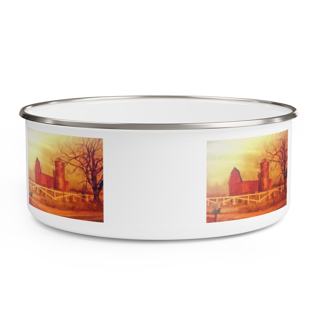 Barn Painting Enamel Bowl