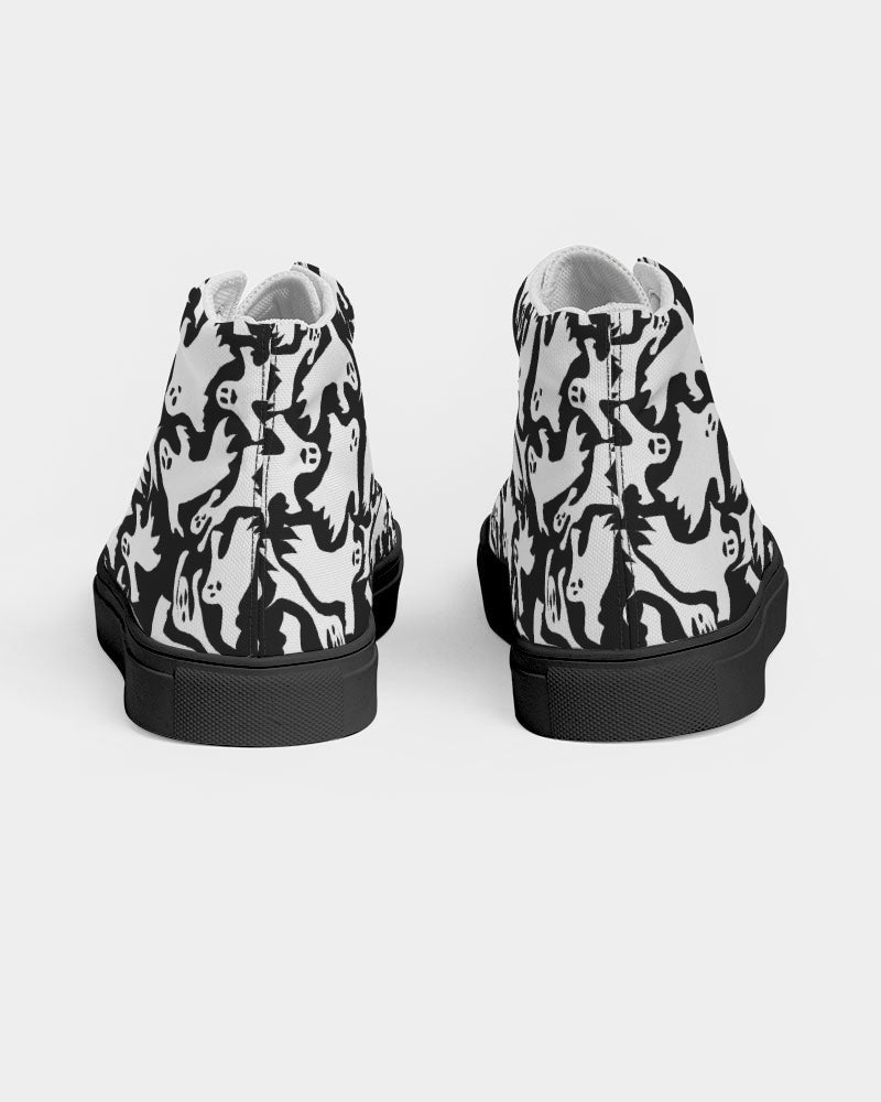 Ghosts Pattern Women's Hightop Canvas Shoe - Black