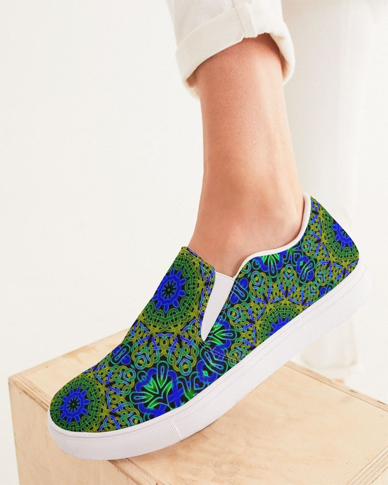 Blue Green Celtic Kaleidoscope Women's Slip-On Canvas Shoe